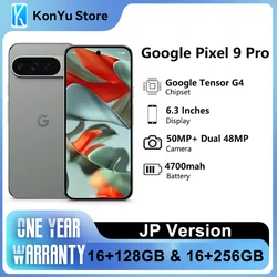 JP 버전 구글 픽셀 9 프로, 6.3 인치 OLED, 120Hz, 4700 mAh, 27W 유선 구글 텐서 G4, 16GB RAM, NFC, IP68, 50 MP 스마트폰