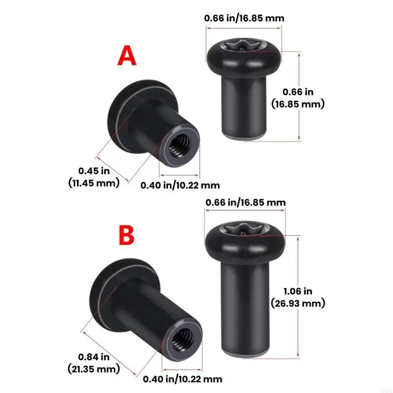 M76E Türscharnier-Reparatur-Set, Schwarz, 8-teilig, Gewindemutter-Einsätze mit Flanschbasis für Ersatz- und Wartungsarbeiten – Detail 6