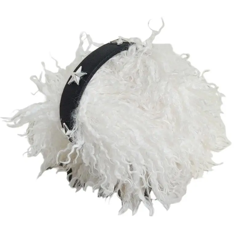 652F Strukturierte Fleece-Ohrabdeckungen, faltbarer Rahmen mit böhmischen Fransen und kantigem Metallic-Sterndetail, trendiges