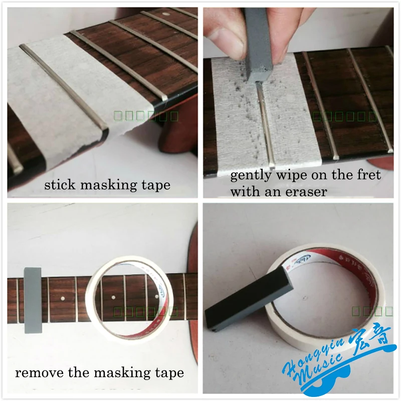 Guitar Fret Polishing Tools Combination Polishing Rubber and Masking Tape Professional Luthier Tools Cleaning Rust