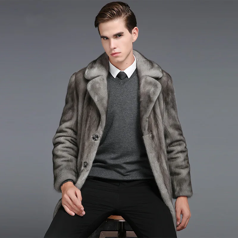 PFNW Menswear Faux Fur Men's Coat Imitation Mink Soft Wam Long Coat For Male Winter New Thicked Casual Eco-Fur Jackets 12C1155