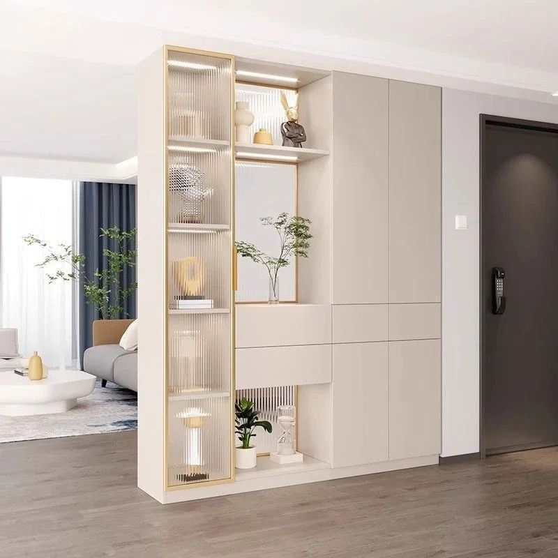 Modern simple solid wood screen cabinet, living room entrance cabinet, shoe cabinet against the wall cabinet, double-sided parti