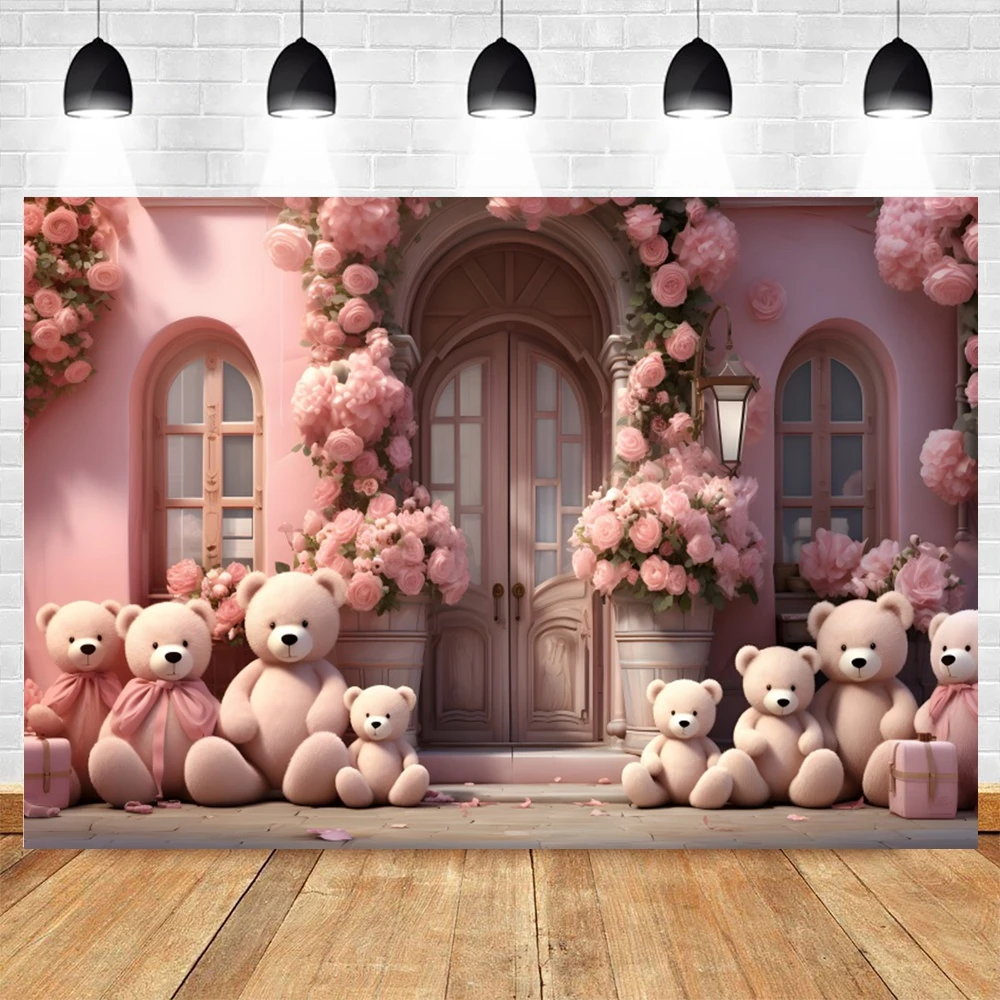 День святого Валентина игрушечные медведи цветочный магазин фон любовь сердце воздушный шар 14 февраля пара портретная фотография фон для фотостудии