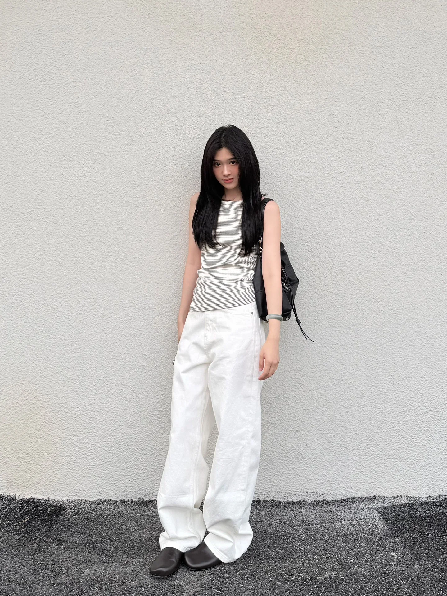 

Antceee Высокая талия Широкие хлопковые джинсовые брюки Чисто белые свободные джинсы с эффектом памяти для женщин Осенний сезон Повседневная одежда