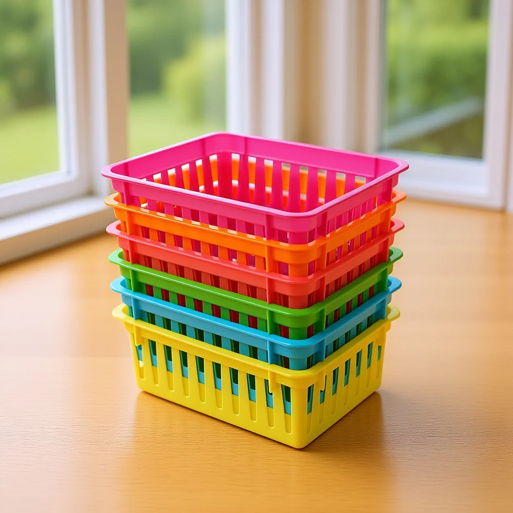 

6Pcs Colorful Plastic Pencil Organizers Classroom Desk Baskets Storage Trays Utility Bins for School Office Supplies
