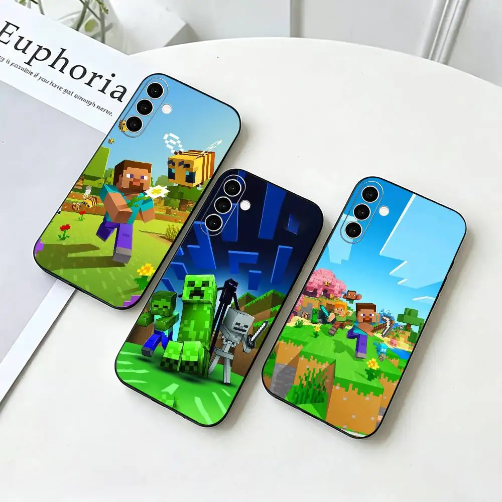 B-Minecraft Phone Case For Samsung Galaxy A73,A72,A71,A70,A53,A52,A51,Others Soft Black Cover