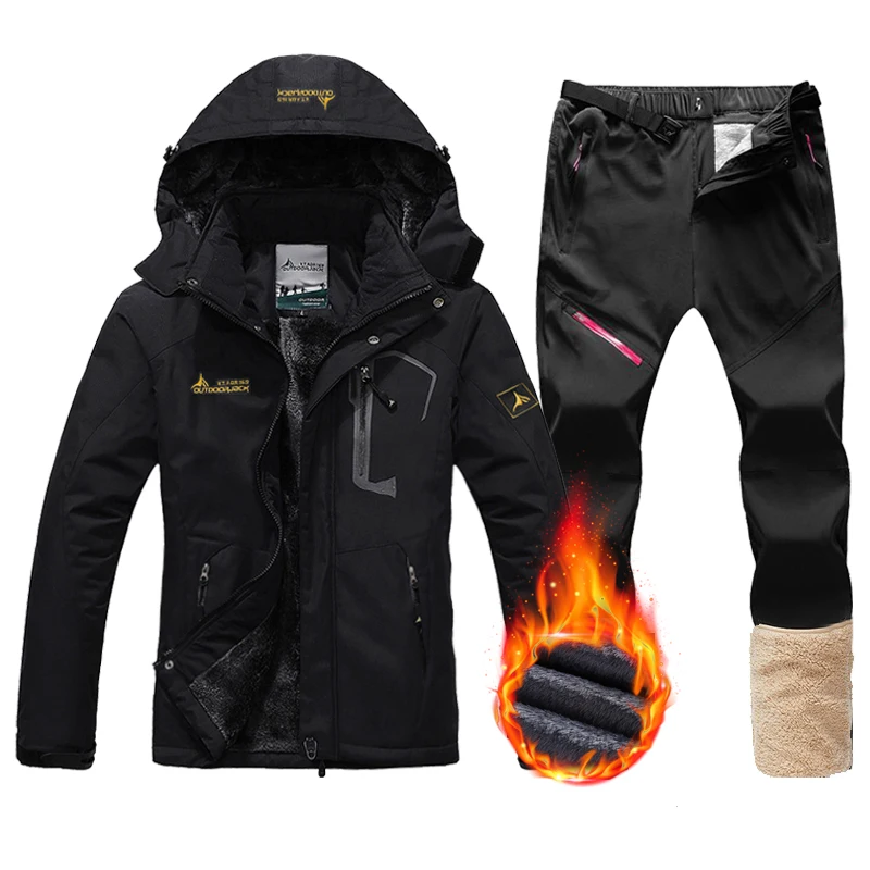 

Winter Women's Ski Suit Waterproof Snowboard Jacket Pants Warm Snow Coat Mountain Windbreaker Hooded Raincoat Female Ski Outfits