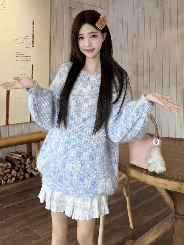 

plus Size Women's Lazy Sle 3D Cut Loose Fit Knitted Sweater round Ne Autumn Winter New Arrival Versatile Comfortable Top