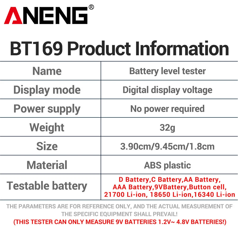 Digital Battery Tester Battery Level Detector Battery Capacity Check Detector Measurements Tester for AAA AA Button Cell