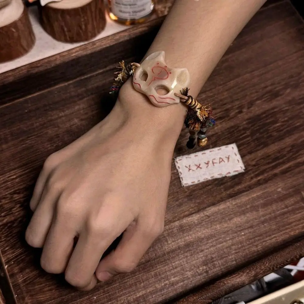 Exaggerated Bohemian Weave Rope Bracelet Vintage Wax Rope Ethnic Style Bracelet Mask Europe American Style Retro Hand Ring Gift