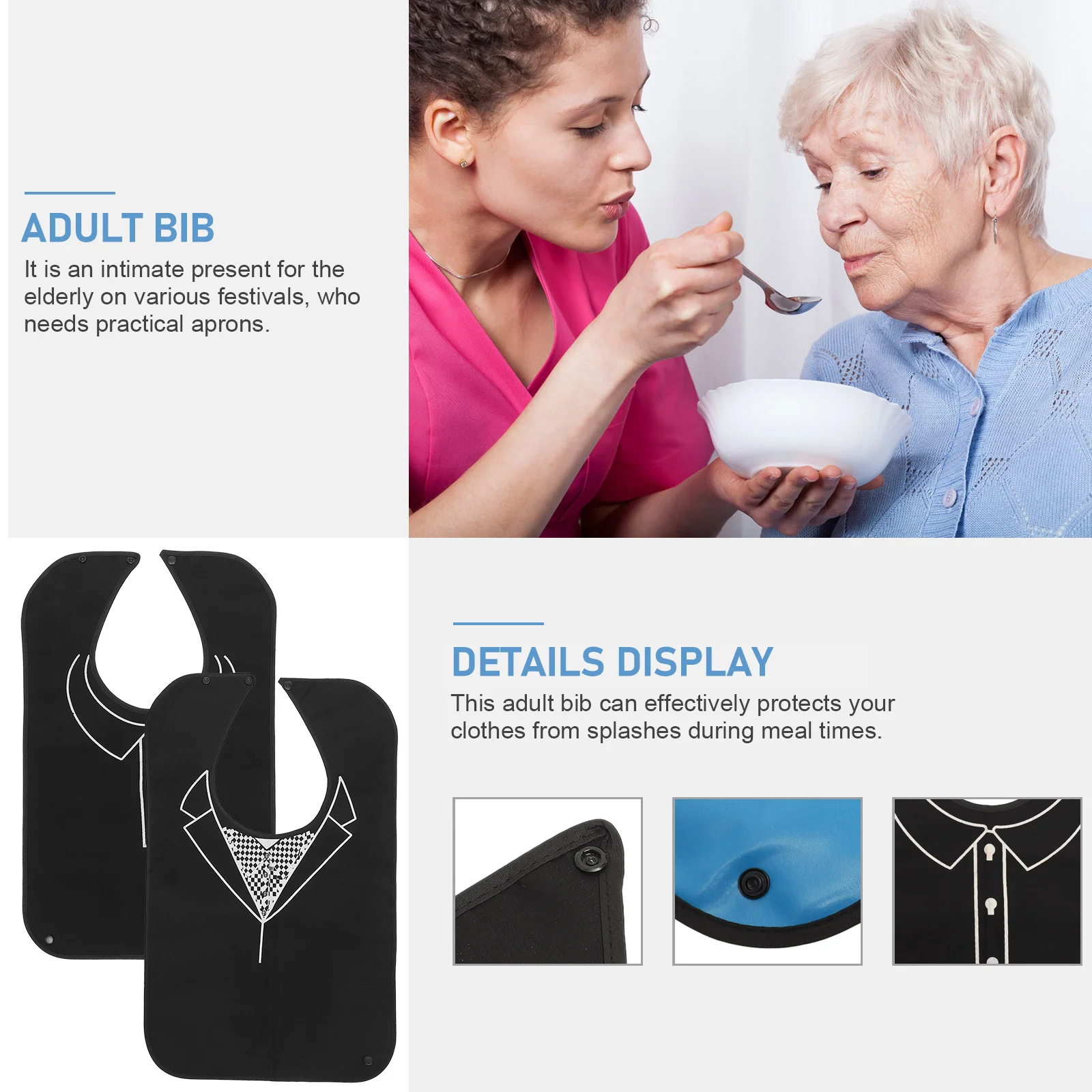 2 Pcs Elderly Bib Senior Bibs Folding Clothing Protector Adult Baby Hangers Coat