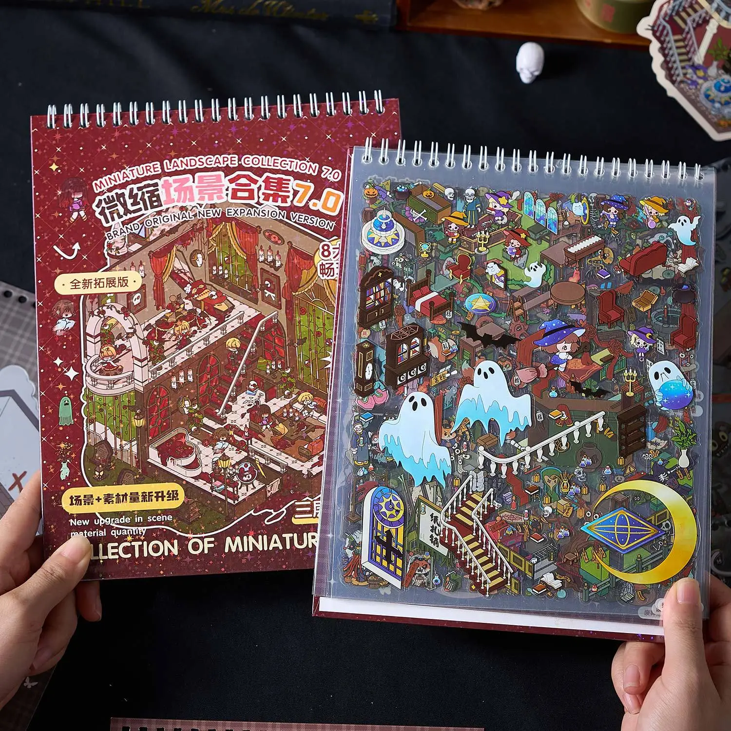 

Mr. Paper Spooky Town 7.0 Miniature Scene Sticker Book Creatively Layered, Playfully Spooky DIY Stickers for Journals Scrapbook