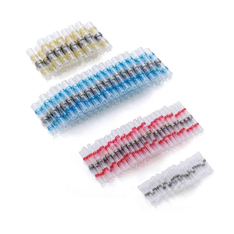 Red/White 50/300PCS Cable Soldered Sleeve Terminators Heat Shrink Butt Connectors Electrical Wire Crimp Terminals