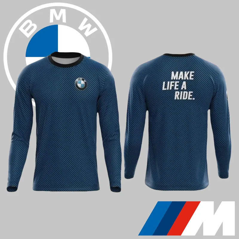 

Новинка 2024 года, мужская быстросохнущая высококачественная спортивная футболка BMW с длинными рукавами и роскошным автомобилем, удобный повседневный спортивный мотоциклетный топ