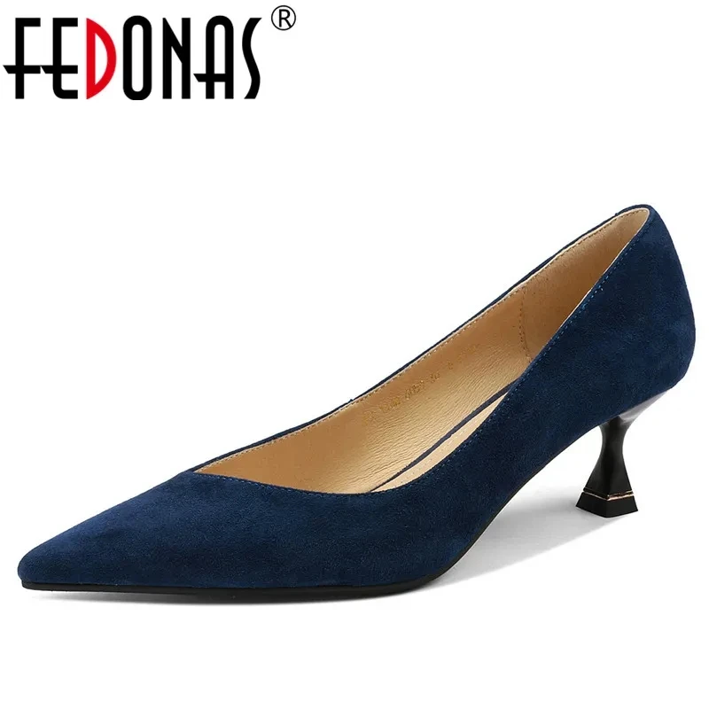 FEDONAS Basic Women Pumps Kid Suede Leather Office Dress Party Prom Elegant Fashion Sexy High Heels Shoes Woman Spring Summer