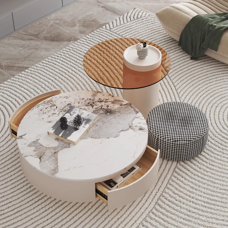 Mesa White Lateral Coffee Table Basses Marble Small Coffee Table Round Center Mesa De Centro Blanca Y Cafe Nesting Furniture