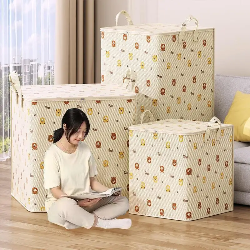

Family Clothing and Cotton Quilt Storage Bag Cute Cartoon Multi-Functional Large Capacity Sundry Items Handbag Home Furnishings