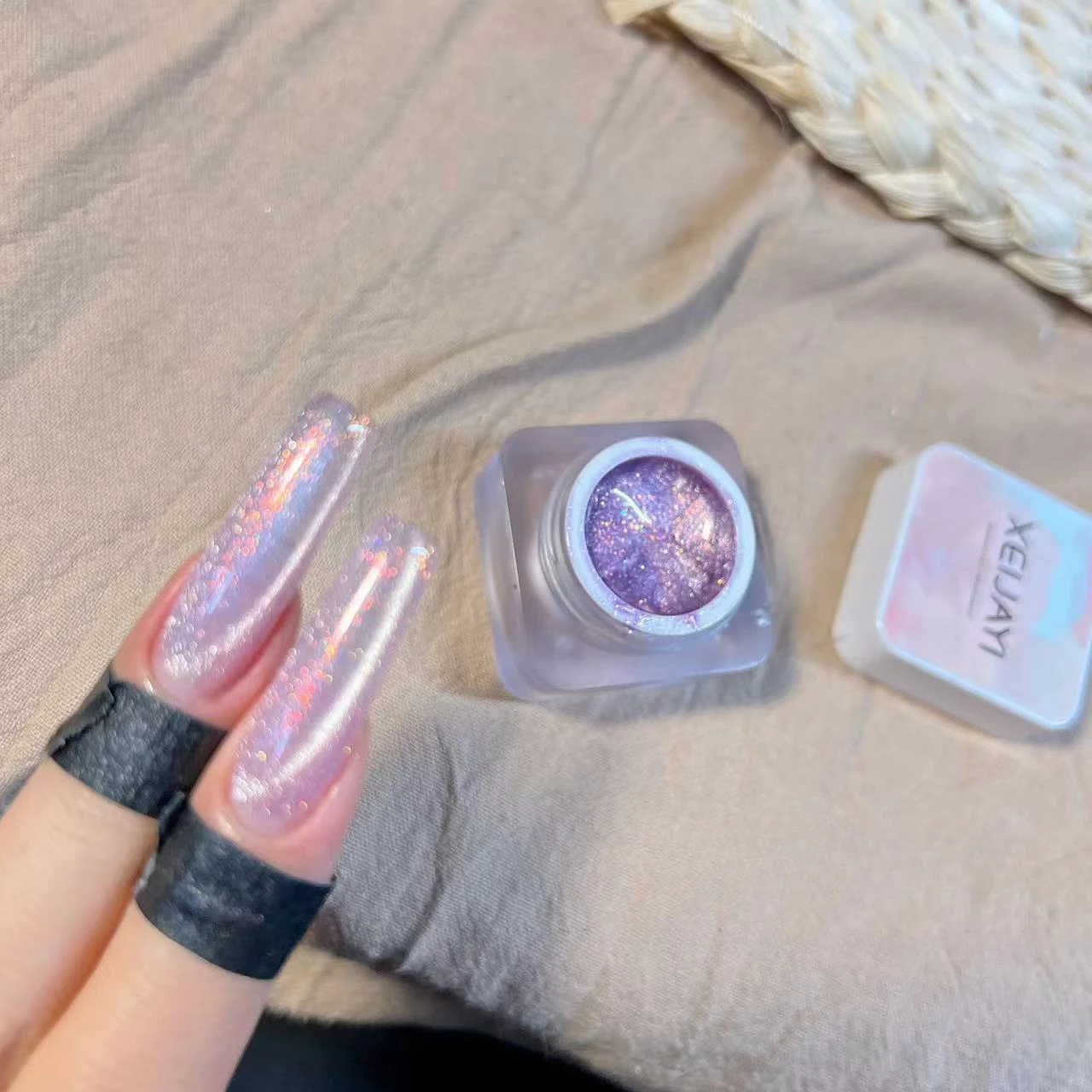 Olho de gato unha polonês gel, roxo brilhante galáxia, semi-transparente, holográfica unhas arte decoração, verniz suprimentos, gel glitter