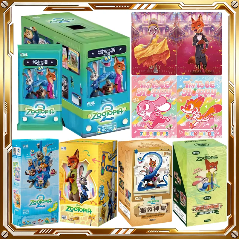 

Коллекционные карточки Disney Zootopia 2: Городская жизнь, Том 1, Загадочная коробка, Аниме-карточки для игры, подарки на день рождения и праздники для детей
