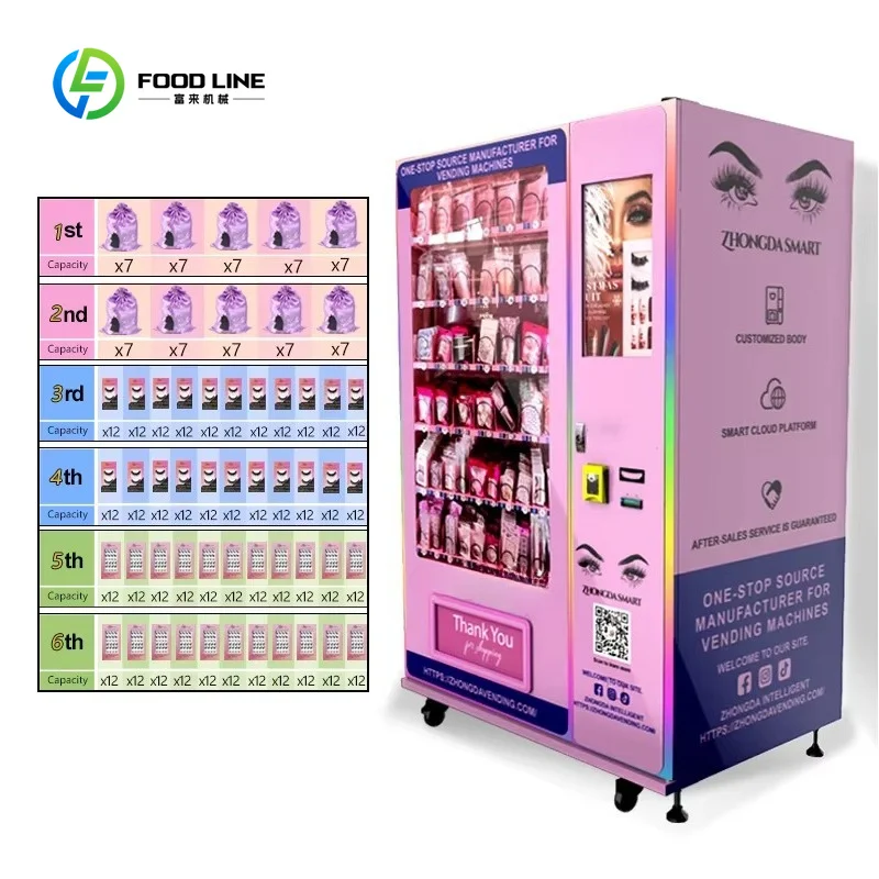 Customized US/EU Plug Standards Feminine Hygiene Nail Hair Vending Machine Touchscreen Wi-Fi/ ADA Compliant Advertising SDK