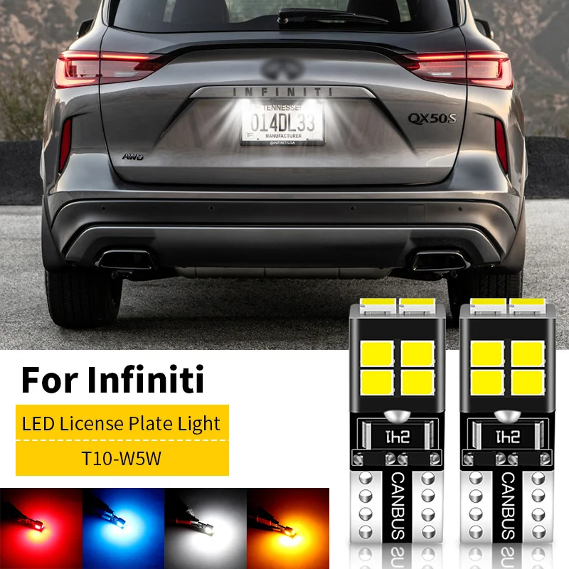 

2 шт. светодиодная лампа освещения номерного знака W5W T10 CANbus для Infiniti Q70L FX35 FX45 FX50 FX37 M35 M35H M37 M45 M56 QX50 QX60 QX70 QX80