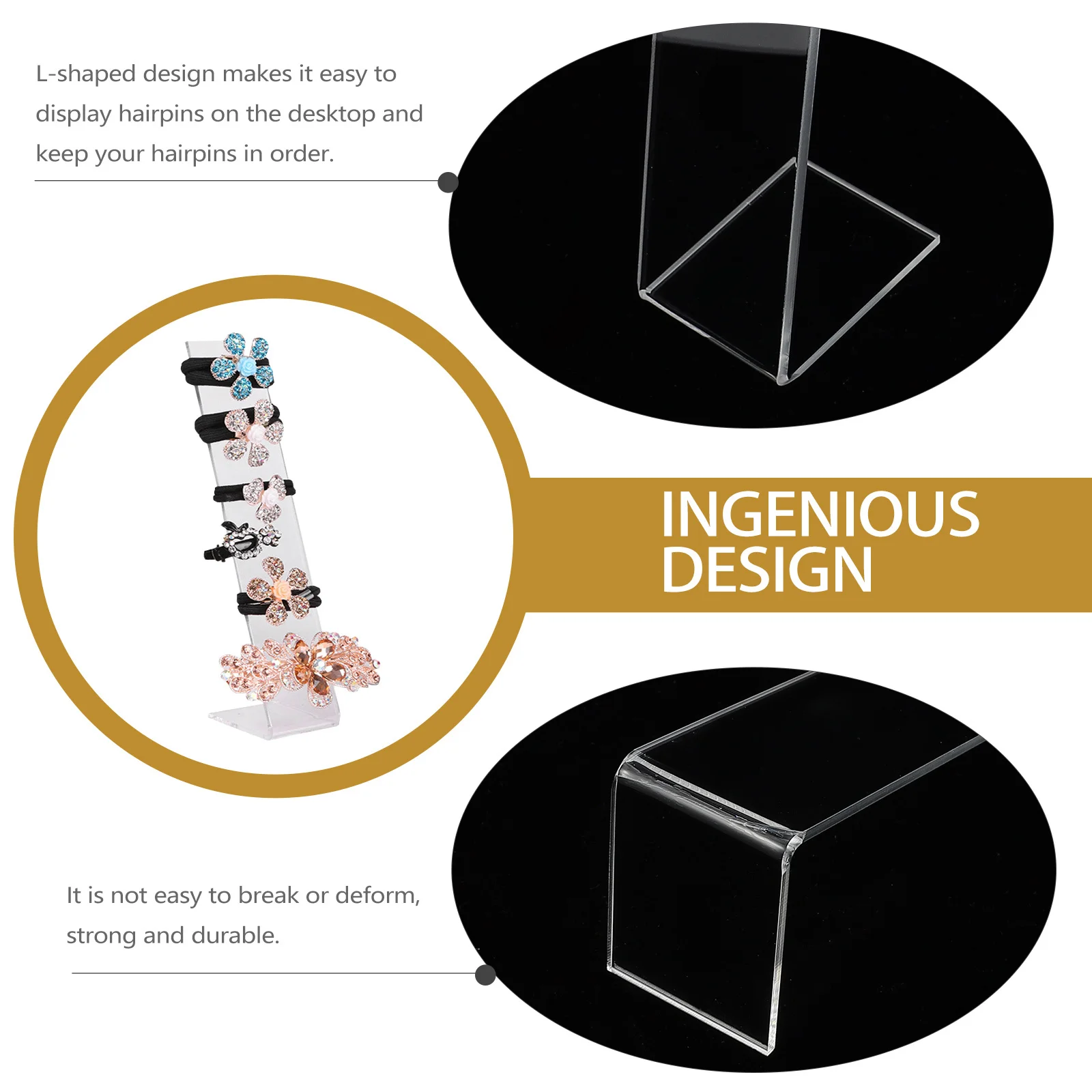 2Pcs Head Decorations Stand Durable Plastic Hair Accessories Organizer Exquisite Design Home Use L-Shaped Barrettes Stand