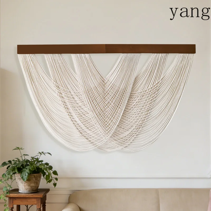 CX Solid Color Wooden Fringe Tapestry Wall Hanging for Boho Home Decor, Hallway & Entryway Wall Art