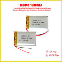 103048 1500mAh 3.7V Polymer Lithium Battery For Humidifiers Gps Smart Wearable Locator Bluetooth Speaker Rechargeable Batteries