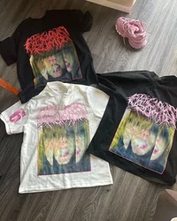 Tops americanos de manga curta para mulheres, estampa personalizada Y2K, streetwear gótico retrô, estilo punk 2000, moda coreana, verão, 2024