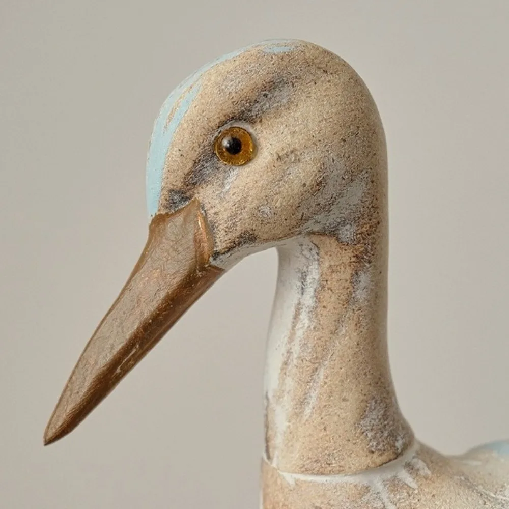 Vintage Sea Bird Figurine Handcrafted Unique Wooden Carving Statue Realistic Decorative Nautical Statue Office Desktop