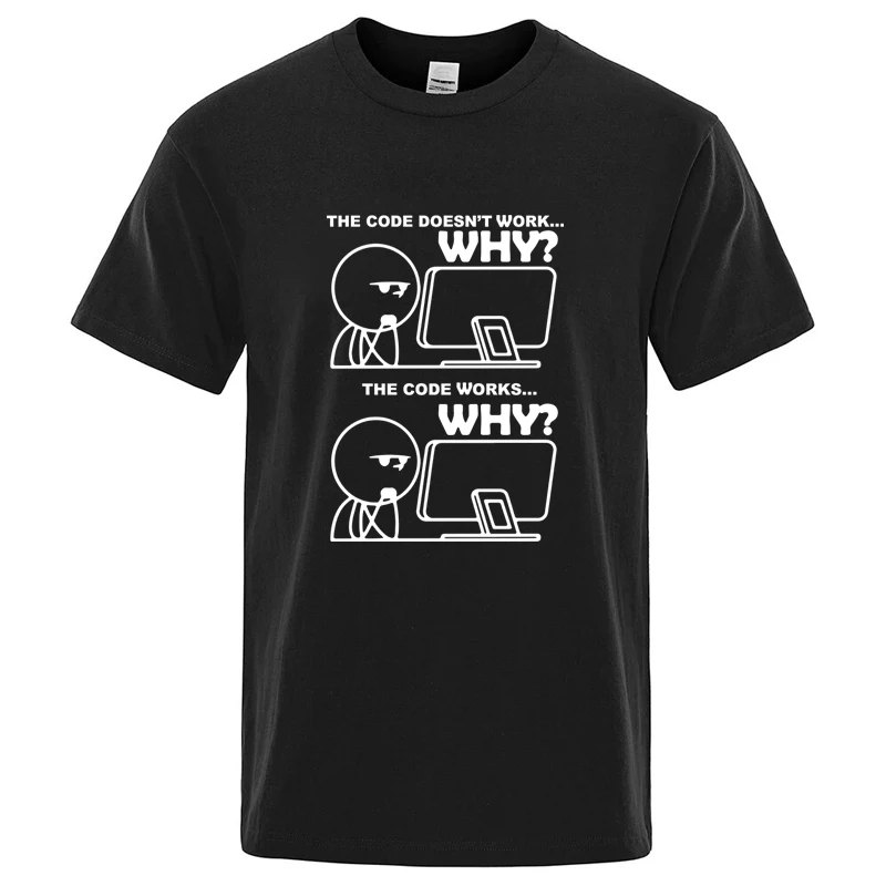 Hochwertiges Herren-T-Shirt aus Baumwollmischung mit lustigem Programmierer-Print, Sommer, lockerer O-Ausschnitt, cool für Männer, kurzärmeliges T-Shirt, Herren-Oberteile – Detail 4