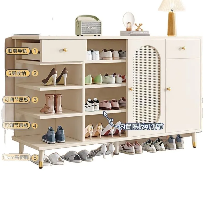 

French household door shoe rack integrated large capacity wall side