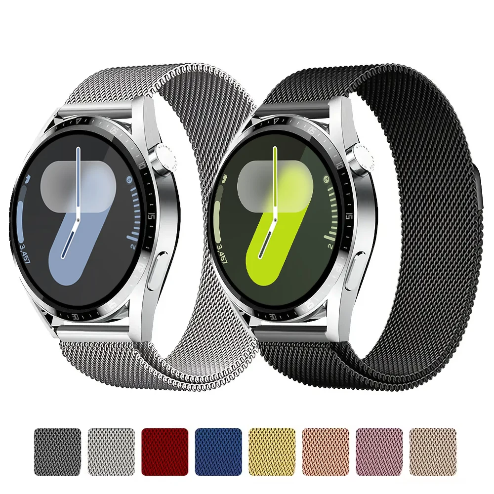 삼성 갤럭시 워치 4/5/6/7/클래식/기어 s3/액티브 2용 20mm 22mm 스트랩 마그네틱 메탈 밴드 GT 2 3 4 5
