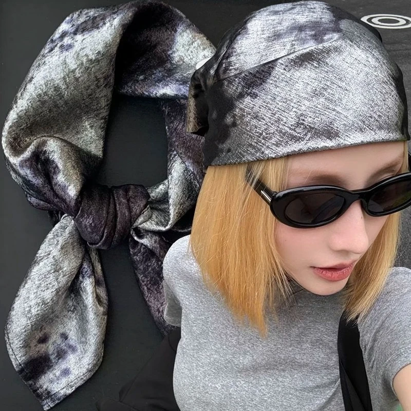 

Y2K Liquid Silver Hair Scarf Hip Hop Soft Wrap Laser Color Hip-hop Hair Band Slender Scarf Headband Punk Bandana Girls