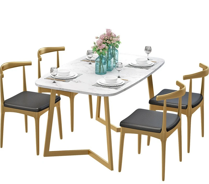 الشمال، الحديثة، الحد الأدنى، الحديد المطاوع، مستطيلة، طاولة الطعام والكراسي، مزيج #1