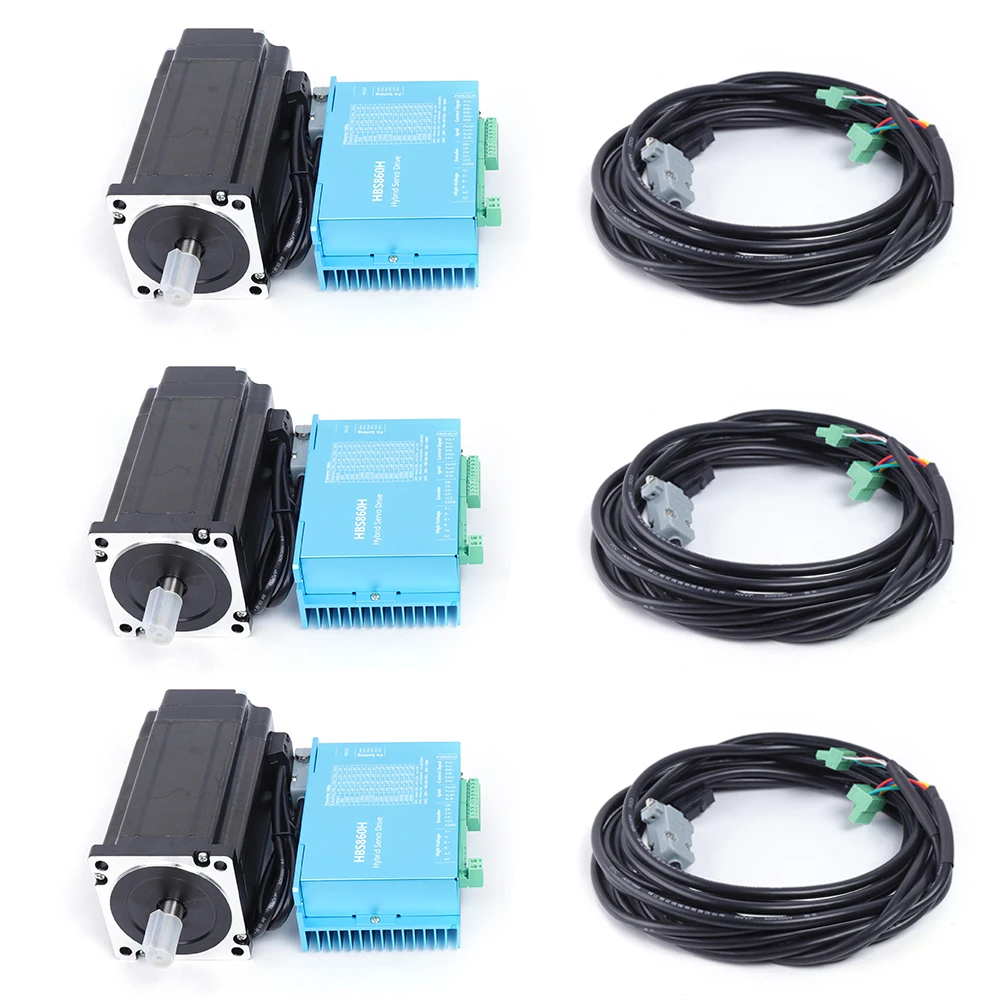 12NM 3Axis Gesloten Loop Stappenmotor Nema34 Hybrid Servo Driver 3M Encoder Lline Voor Cnc Graveren