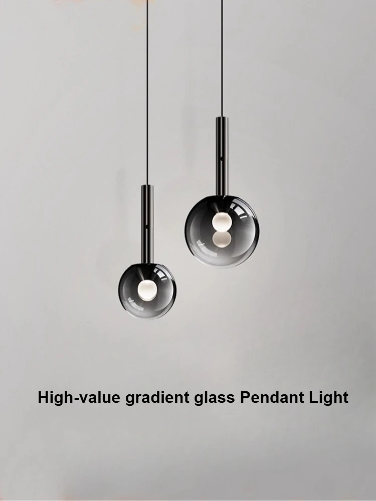 

New Nordic Matte Black Led Pendant Lights Liftable High-end Glass Lamps Dining Room Chandeliers Bedroom Living Room Art Lamp