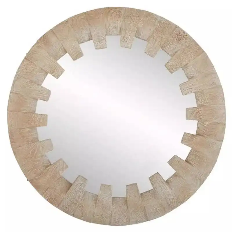 Retro Round Mirror Personalised Modern Universal Makeup Bedroom Mirror Decorative Custom Wood Specchio Trucco Accessories