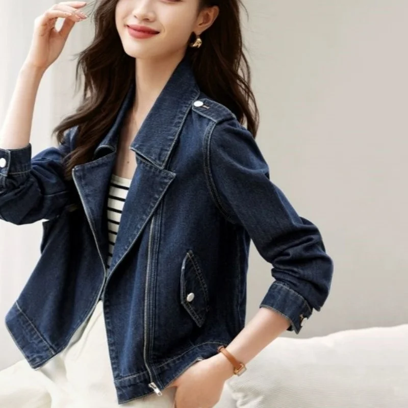 

Новая женская джинсовая куртка-кардиган на весну-осень, приталенная, с длинными рукавами, повседневная, универсальная, тонкая, хлопковая
