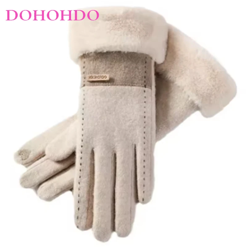 

Wool Black Gloves Velvet Touch-screen Gloves Women Autumn Winter Warm Velvet Fashion Riding Windproof Motorcycle Gloves Перчатки