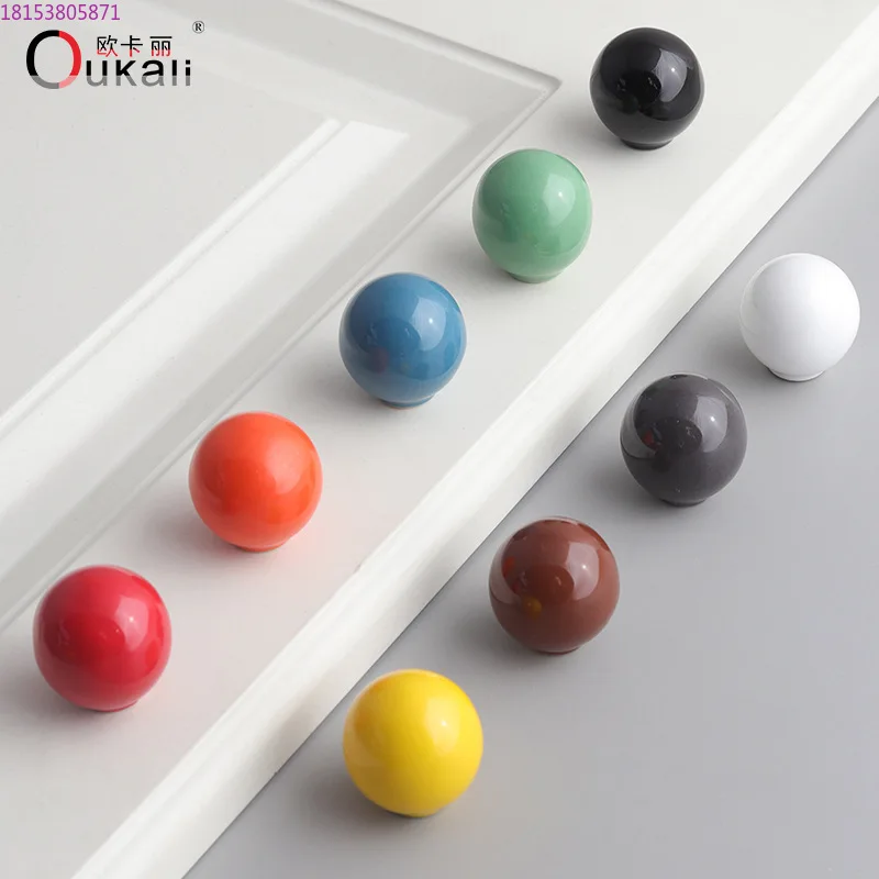 

Simple color ceramic cabinet door cabinet wardrobe cabinet door drawer round single hole