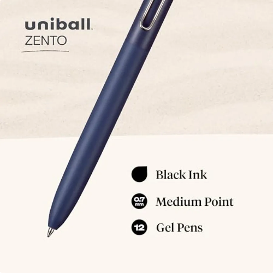 uniball Zento Gel Ink Rollerball Pens 4 Black Medium Point Smooth Writing Pens Colored Japanese Pens Muted Colors - Image 3