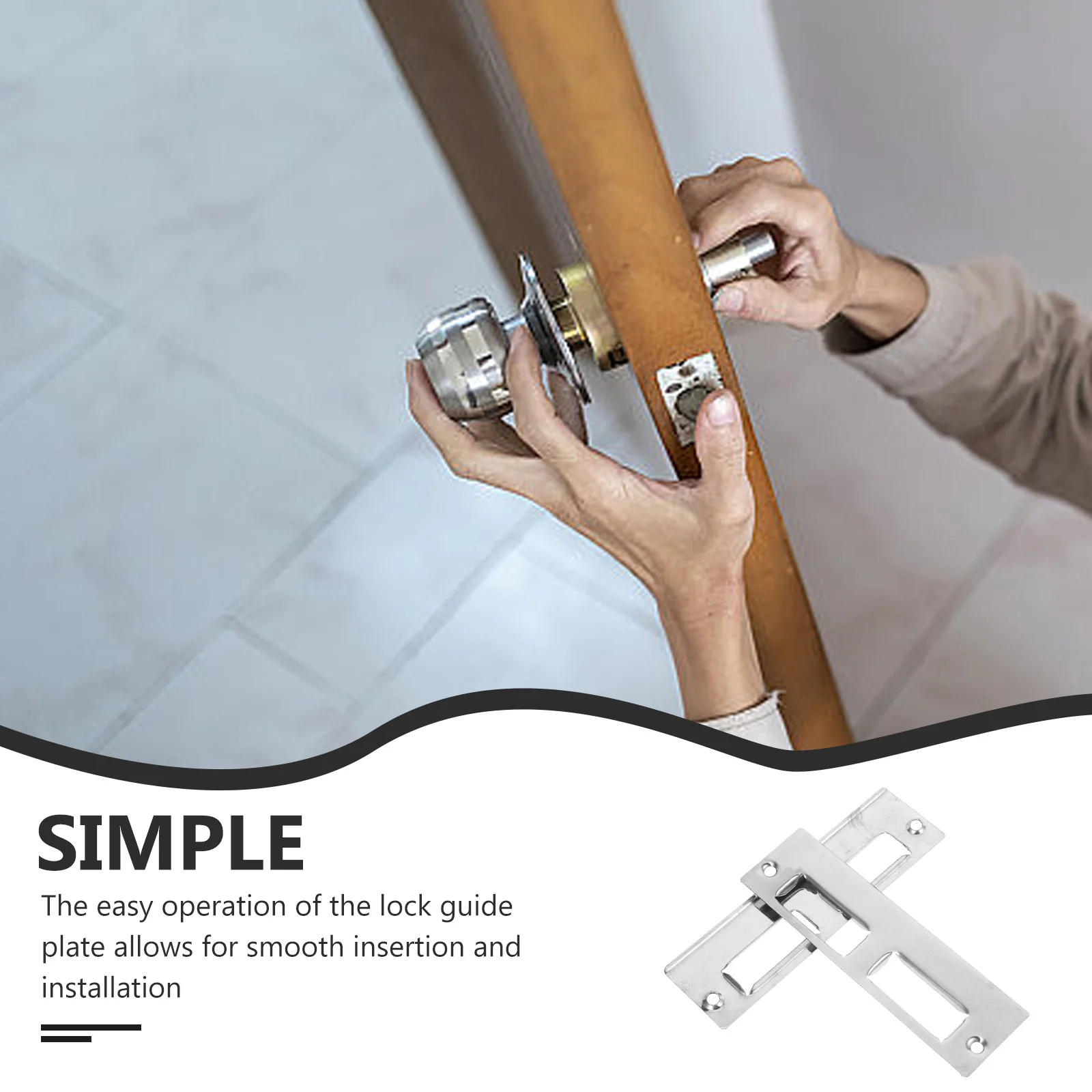 

2Sets Door Lock Accessories Smooth Finish Metal Strike Plate for Door Latch Security Enhancement for Wooden Entry Doors Deadbolt