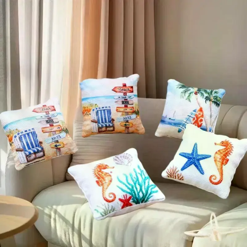 

Миниатюрные летние пляжные подушки Ocean, набор из 3 шт., идеально подходят для декора дивана кукольного домика и миниатюрных домашних сцен