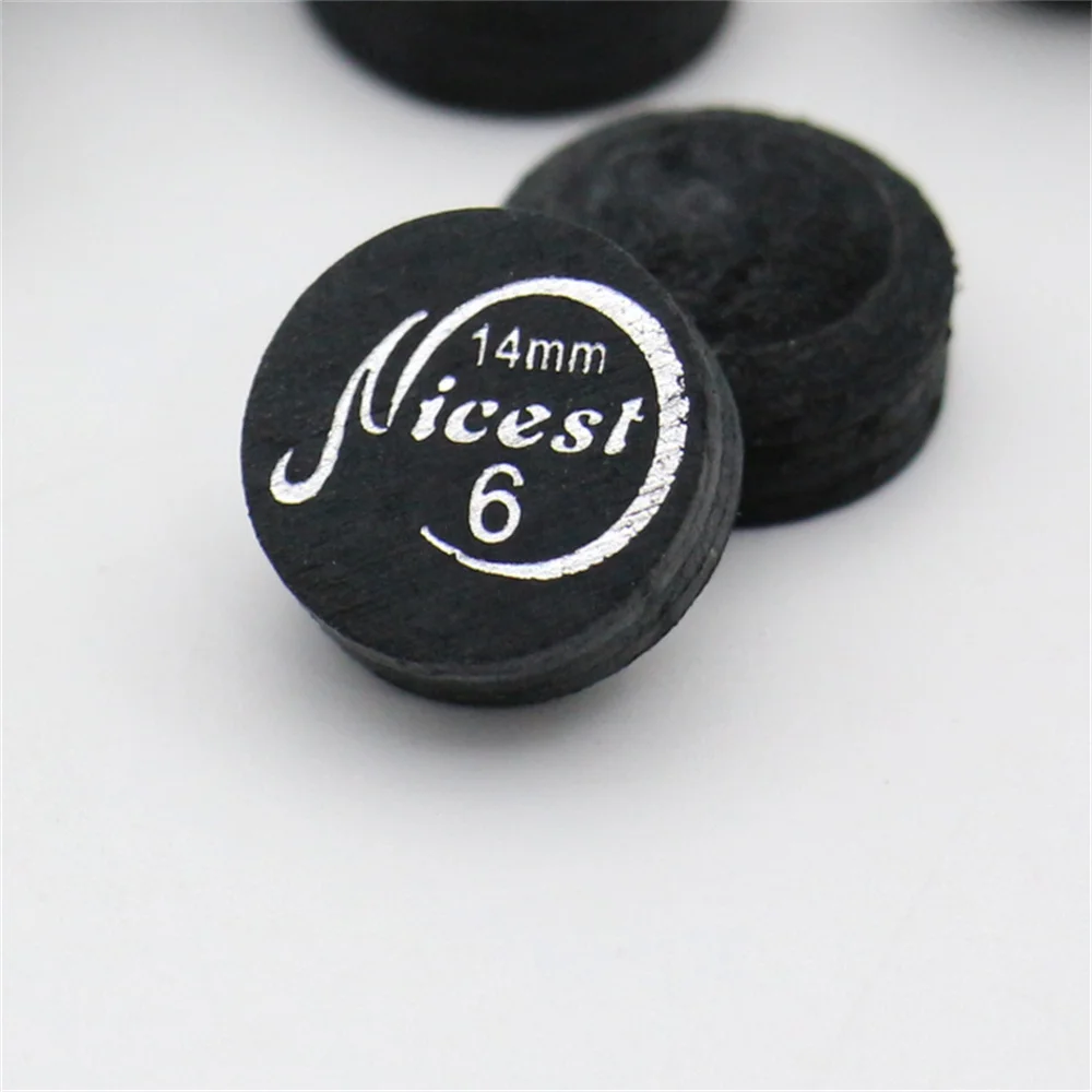 10PCS 14mm Billiards Pool Cue Tips Head M Hardness 6 Layers Baked Leather Billiard Head Accessories