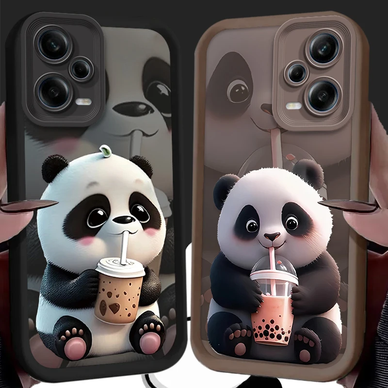 Drink Tea Milk Panda Case for Xiaomi Redmi Note 13 12 11 Pro Plus 4G 5G 12S 11S 10S 10 9 9S 8 12C 13C A3 Soft Silicone Cover