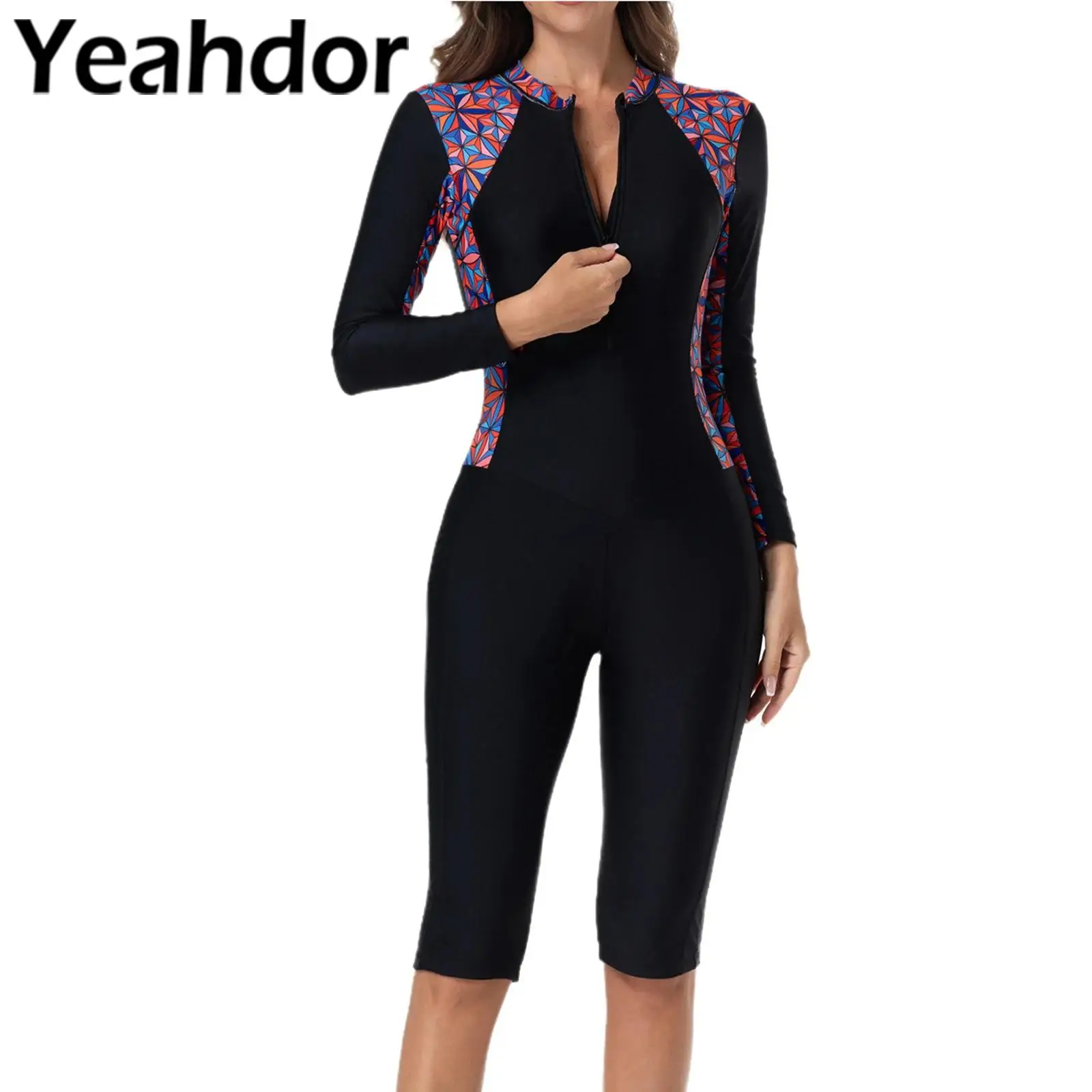 

Женский комбинезон для плавания, цельный купальник, купальник с длинным рукавом, защита от солнца, купальный костюм для серфинга, пляжная одежда, гидрокостюм, рашгард