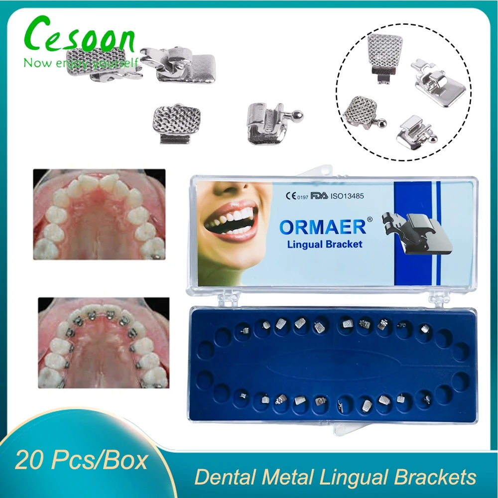 

20Pcs Dental Orthodontic Lingual Brackets Brace Metal Bracket Braces For Teeth Mini 0.018 Dentist Clinic Use Dentistry Supplies