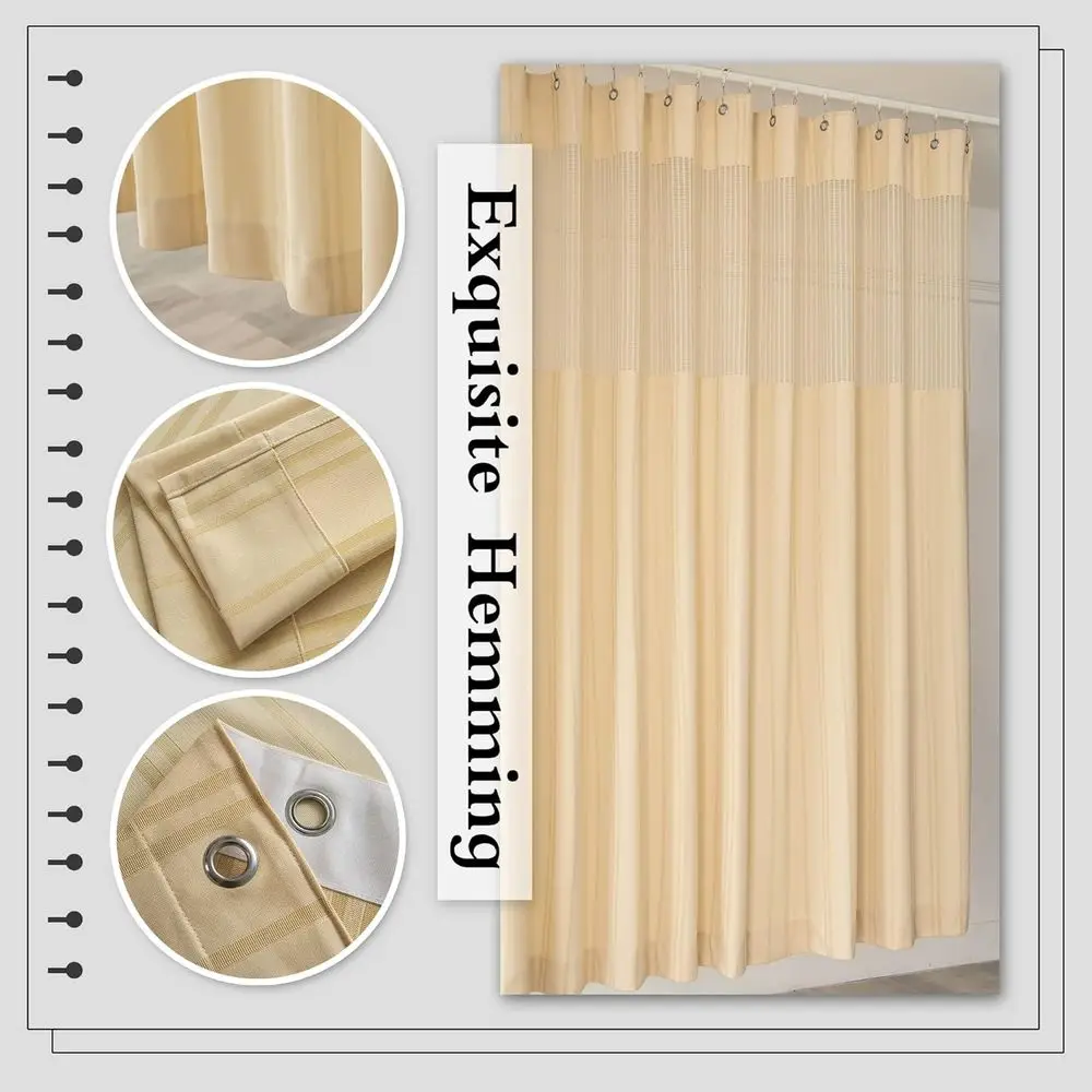 ستارة مقسمة طبية واسعة مقاومة للهب مقاس 12 × 8 أقدام، تتضمن الحلقات، باللون البيج للمستشفى والمنتجعات الصحية والمختبر (لوحة واحدة)