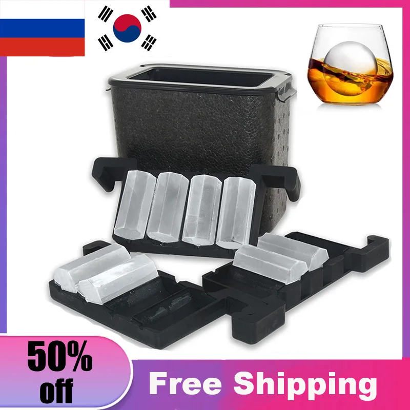 Eco-Friendly Ice Ball Maker Ice Ball Press Spherical Whiskey Tray Mould Bubble-Free Ice Cylinder Maker Cylinder Ice Box Mold